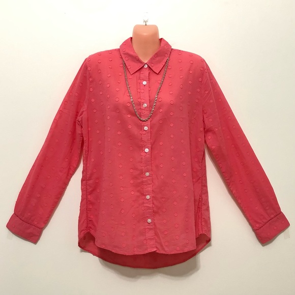 Crown & Ivy Coral Long Sleeve Blouse - Picture 1 of 10